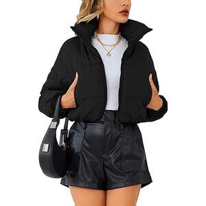 Women's Black Lightweight Quilted  Puffer Jacket Coat Long Sleeve Zipper